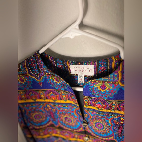Women’s size 8 adrianna papell Colorful Botton Top Multicolored Stylish Top - Picture 6 of 6